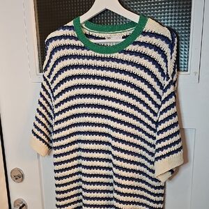 Zara Women's Striped Tank Top - Navy, Cream, and Green